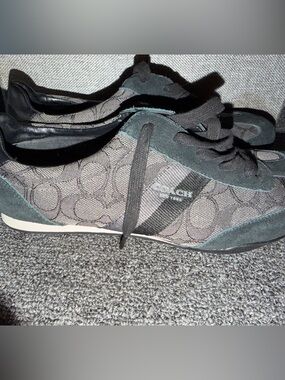 Coach Gray Signature Fabric Lace-Up Sneakers